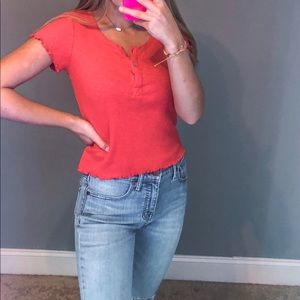 pacsun me to we red scalloped top